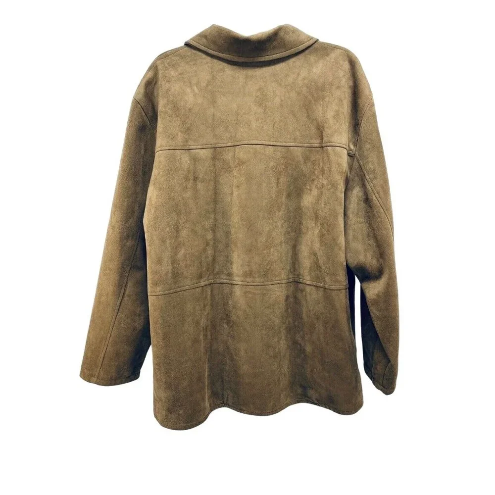 Emporio Fashion Men's Faux Suede Leather Jacket Camel Brown Size XL New